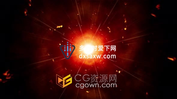 视频素材-抽象燃烧闪耀能量光泽射线火花散射循环背景