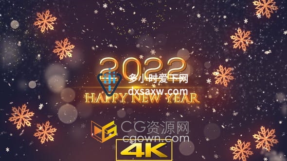 视频素材-背景虚化烟花粒子雪花飘落2022新年贺卡舞台表演动画背景