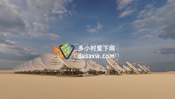 3D空间基地太空雷达探测动画卫星数据传输情报介绍背景视频素材