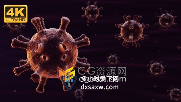 深色背景展示4K新型冠状病毒细菌漂浮动态影像视频