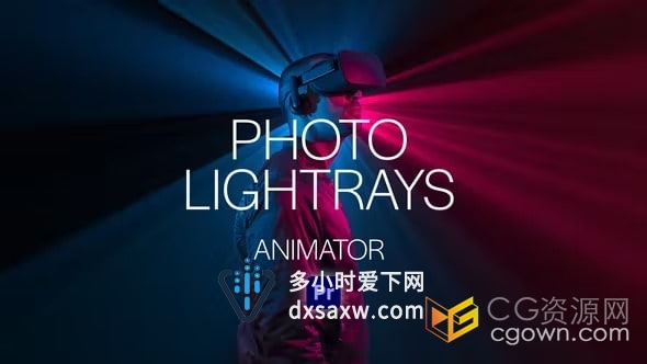 PR模板-光射线特效3D照片动画Photo LightRays Animator