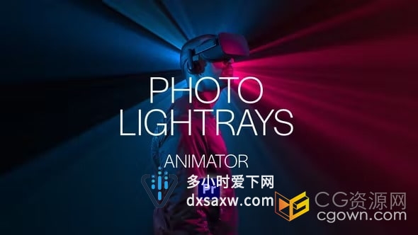 PR模板-光射线特效3D照片动画Photo LightRays Animator
