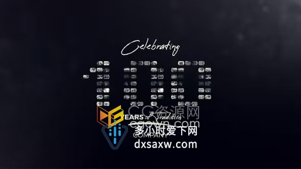 大量照片汇聚成101周年文字或者LOGO视频片头动画AE模板