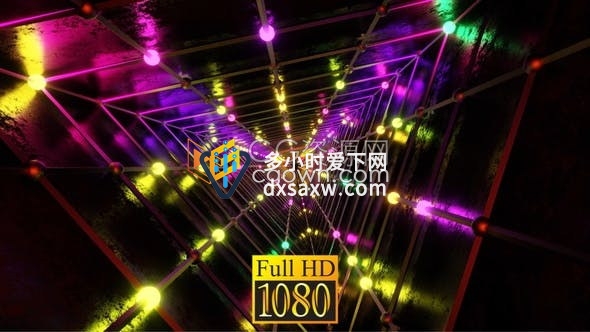 三角形霓虹灯隧道场景循环动画动态背景视频Vj素材下载