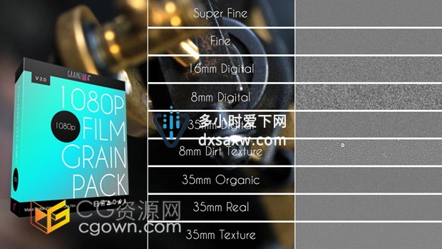 视频素材-9种不同电影胶片颗粒噪点纹理质感素材1080p Film Grain Pack 2.0