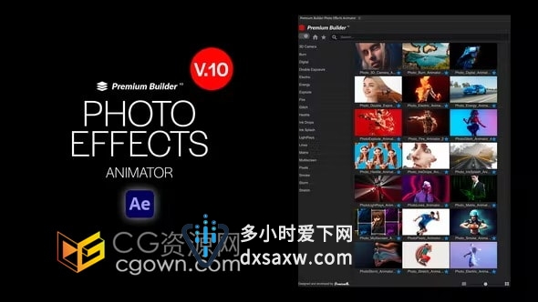 Photo Effects Animator V.10人物照片生成拖影特效海报动画AE脚本带教程