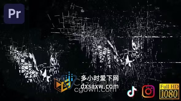 零乱线条标志Grunge Logo Reveal神秘紧张感PR模板片头动画