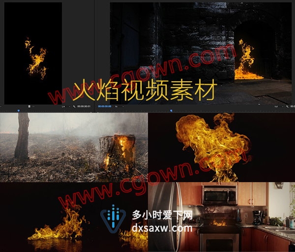 4K分辨率视频素材554组水面地面燃烧喷发火焰特效合成素材