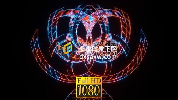 VJ素材-明亮奇幻霓虹灯线条图案万花筒动画效果背景视频素材