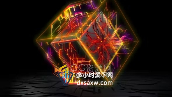 AE模板-数字立方体3D电路标志创新高科技LOGO演示品牌技术宣传片头