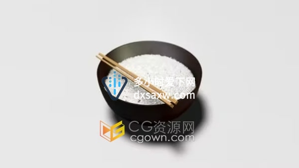 干净白色背景上一碗米饭烹饪视频素材