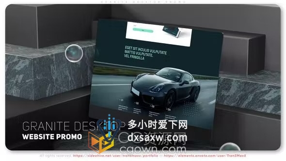 AE模板-花岗岩简洁风格场景逼真3D iMac 模型网站宣传服务用户界面展示