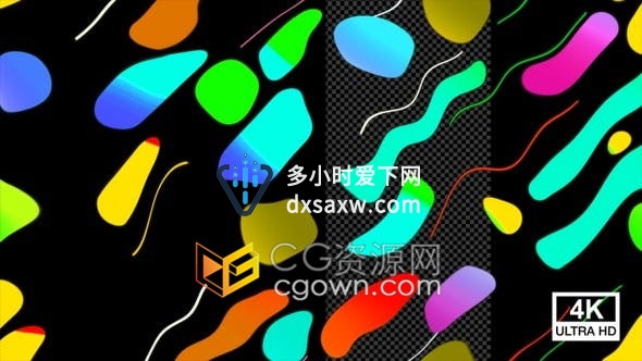 4K分辨率多彩波浪线条液体运动图形动画视频素材带Alpha通道