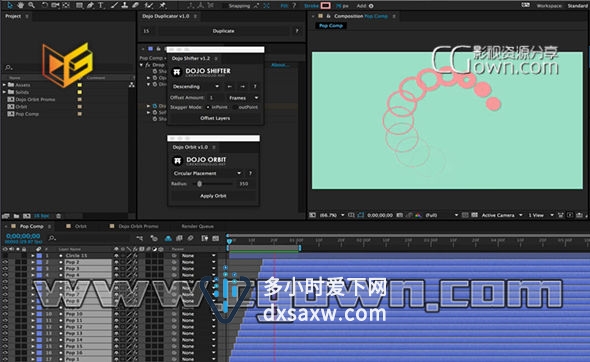 AE脚本 多种图形运动集成强大表达式 CreativeDojo Dojo Orbit Script v1.1 带使用教程