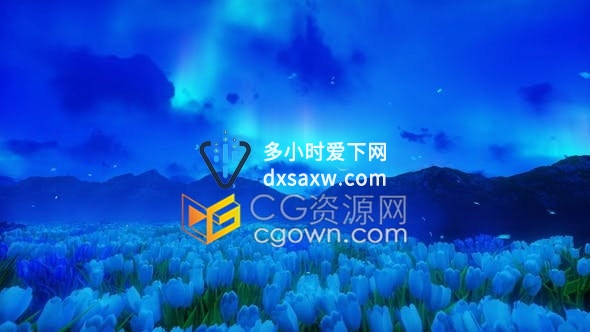 视频素材野外百合山场景深蓝魔法森林童话般风景动态背景视频