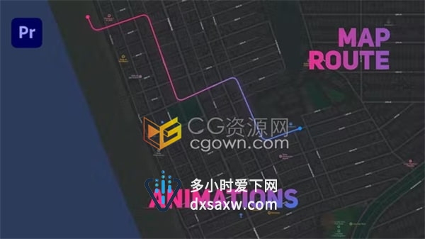 PR信息图表模板-5个创意地图路线动画Map Route Animations