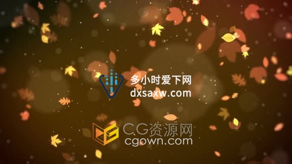 视频素材-飘落的秋叶与粒子散景动画用于唯美婚礼宴会活动舞台背景