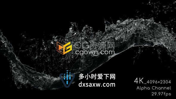 流动水模拟飞溅喷雾路径动画效果合成视频素材带Alpha透明通道4K分辨率