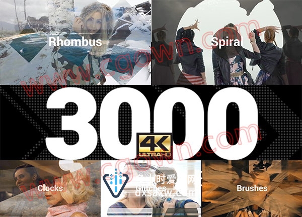 3000组4K分辨率图形蒙版遮罩转场动画素材AE/PR/FCPX/Vegas/Avid