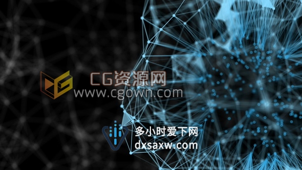 视频素材连接发光点粒子动画科技感背景视频