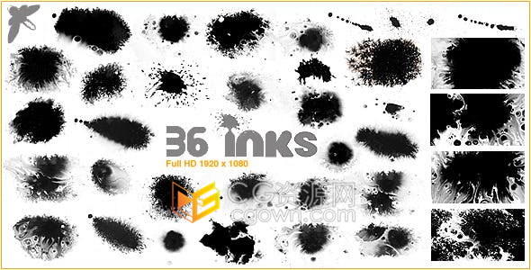 36 Inks中国风墨水飞溅滴落晕开印迹视频素材