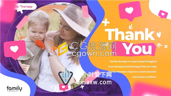 家庭心理健康医疗护理卡通创意宣传片PR模板