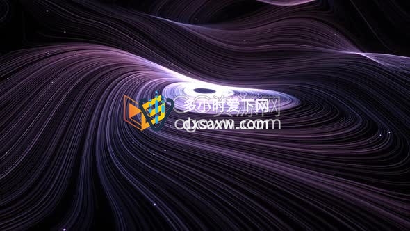 视频素材-抽象流动紫色和蓝色漩涡粒子线背景动画用于天文科技宇宙探密视频