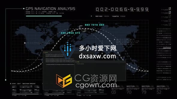 视频素材-未来派全球卫星GPS通信网络宽带互联网连接地图背景素材