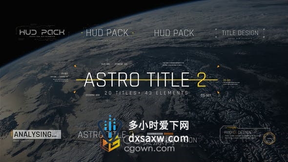 20个科技感文字标题视频字幕与43个HUD元素动画-AE脚本