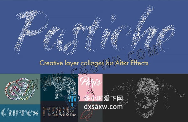 AE插件汉化 Pastiche图片图形图标文字图层粒子汇聚标志置换MG动画