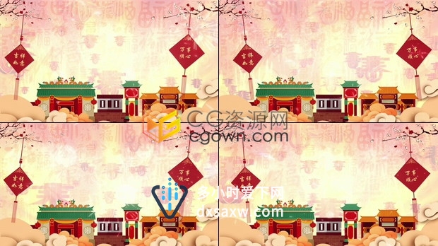 中国风格农历新年春节喜庆年会晚会节目舞台LED背景视频素材