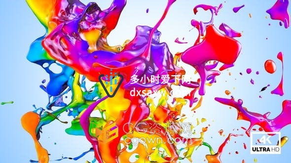 视频素材-多色喷漆喷射流飞溅效果合成素材4K分辨率