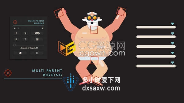 Multi Parent Rigging v1.4.3人物角色绑定多属性控制工具AE脚本下载