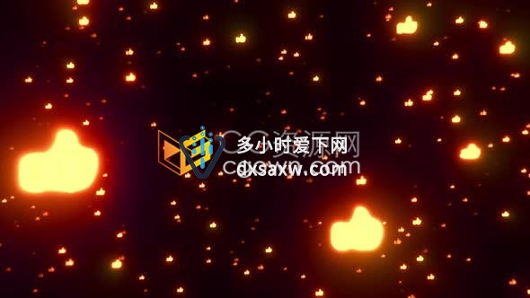 火热发光点赞图标动画飞行场景社交媒体庆典活动背景视频素材