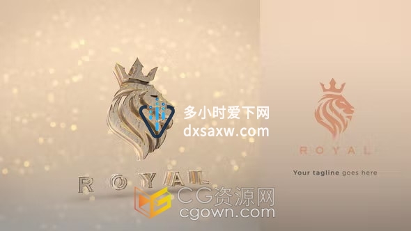 E3D插件制作片头AE模板豪华金色三维LOGO动画工程