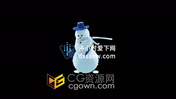 视频素材-3D卡通酷酷雪人跳舞动画带Alpha通道循环视频