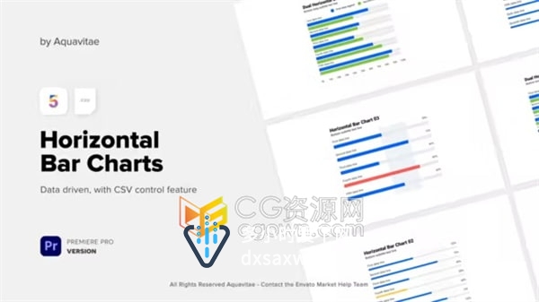 PR模板-创建漂亮CSV驱动的企业水平条形图数据分析图表动画