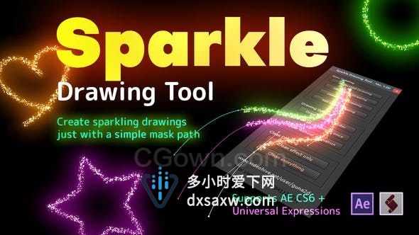 Sparkle Drawing Tool v1.0 AE脚本自定义MASK路径绘图闪光生成器