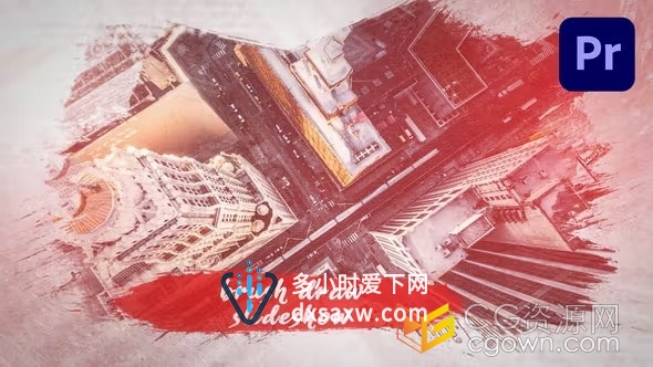 PR笔刷动画绘画照片幻灯片视频相册模板