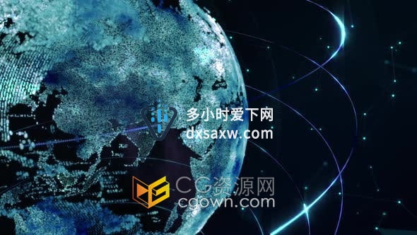 视频素材-高科技互联网信息循环地图地球动态背景VJ素材