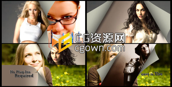 视频素材 6组清新风格折叠翻书翻页过度动画效果转场视频素材