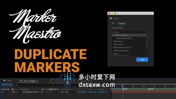 MarkerMaestro v1.0 AE脚本添加编辑删除移动和复制标记面板工具