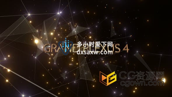 视频素材-大气优雅点线几何图形线条灯光闪烁抽象空间感循环背景标题动画