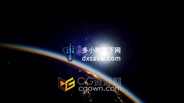 视频素材-夜间宇宙太空视角太阳光射向地球地平面背景动画