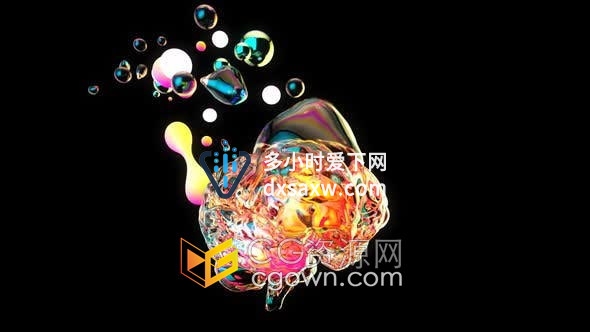 视频素材-绘画艺术创意抽象3D大脑泡沫头脑想象力创造力形象动画