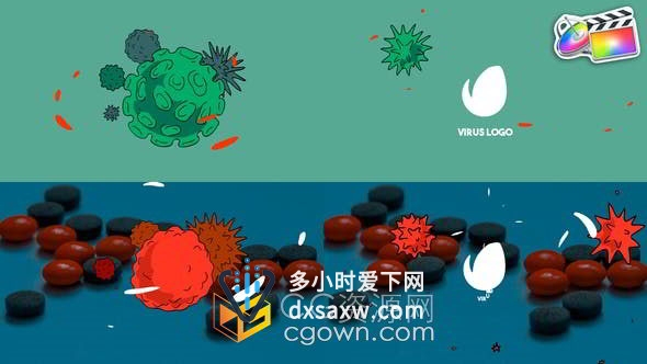 新冠疫情病毒防御医疗宣传标志动画AE模板