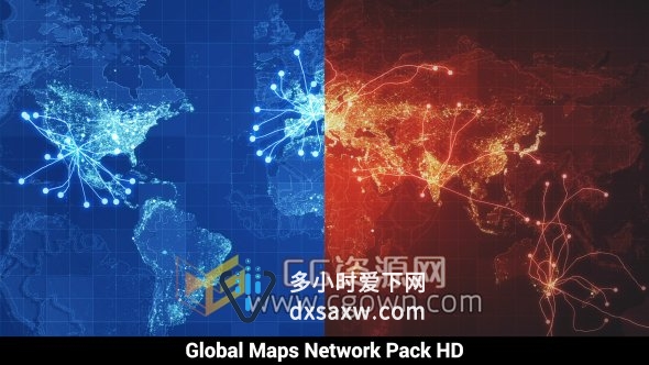 视频素材3套世界全球地图网络线路高科技动态视频素材