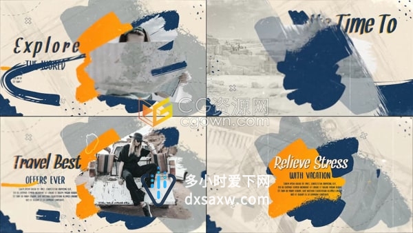 PR模板-笔刷效果酒店旅馆度假视频旅行社旅游中心简短宣传片