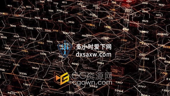 视频素材-新网络技术大数据分析与数字计算全息图CPU电路板动画背景