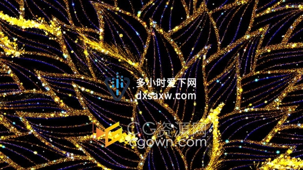 金色花瓣波浪图案闪闪发光粒子动画华丽高贵动态背景视频素材